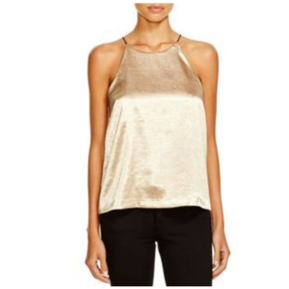 AQUA Gold Metallic Camisole Top Womens Sz XS - Picture 3 of 6